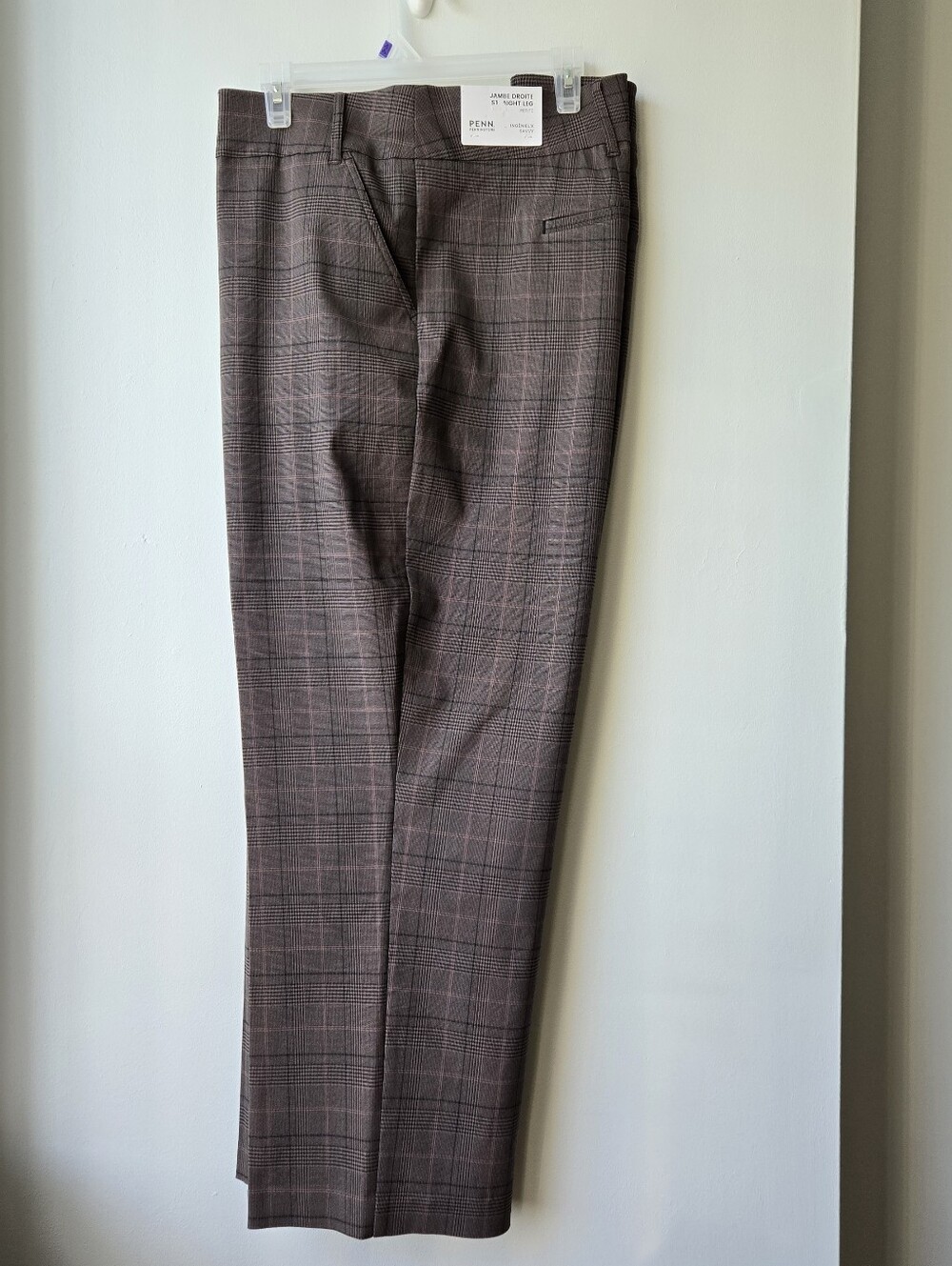 Women Pants 30P/3XL Womens Brown Plaid   Stretch Straight Academia Office Career
